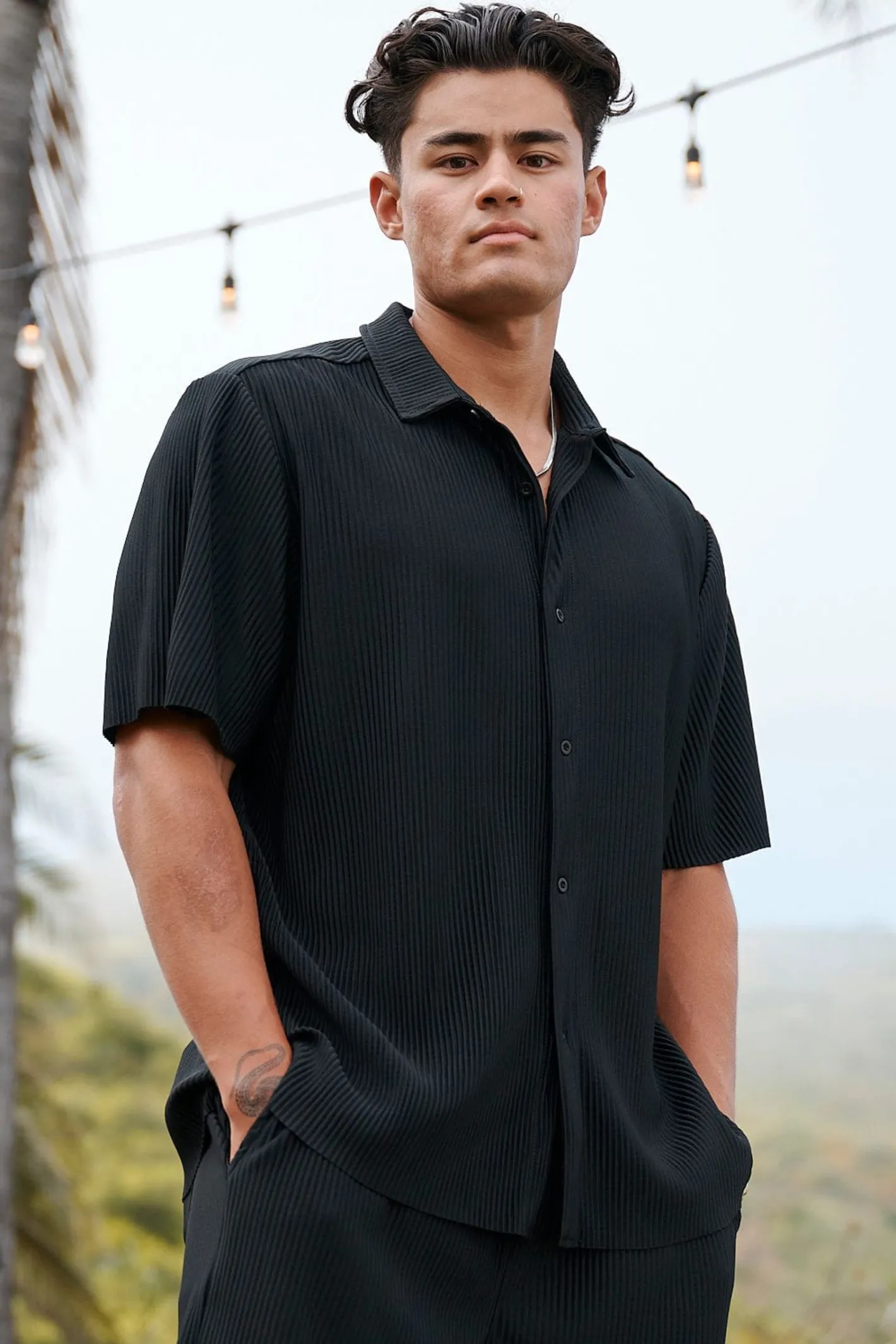 Youngla 448 Pleated Festival Shirts<Men Shirts