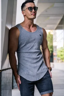 Youngla 314 Scoop Bottom Ribbed Tank<Men Tanks