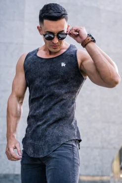 Youngla 314 Scoop Bottom Ribbed Tank<Men Tanks