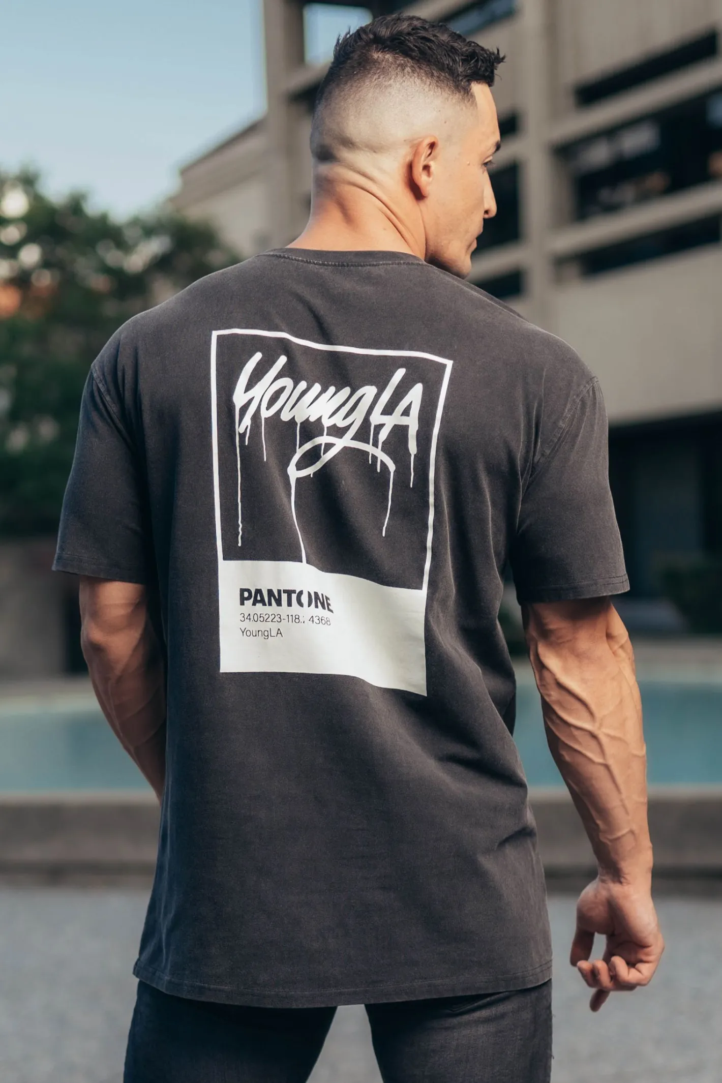 Youngla 449 Washed Drip Tees<Men Shirts