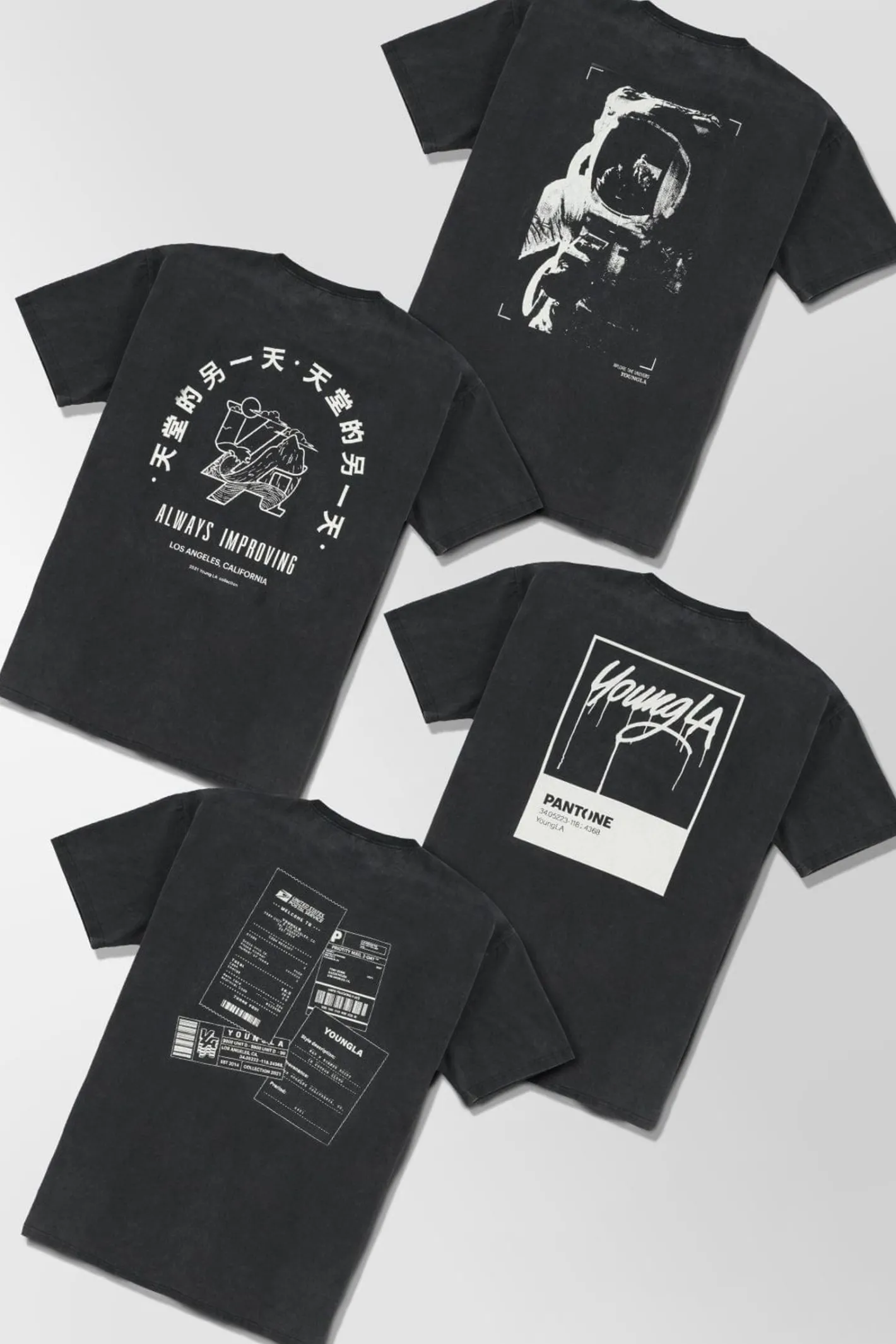 Youngla 449 Washed Drip Tees<Men Shirts