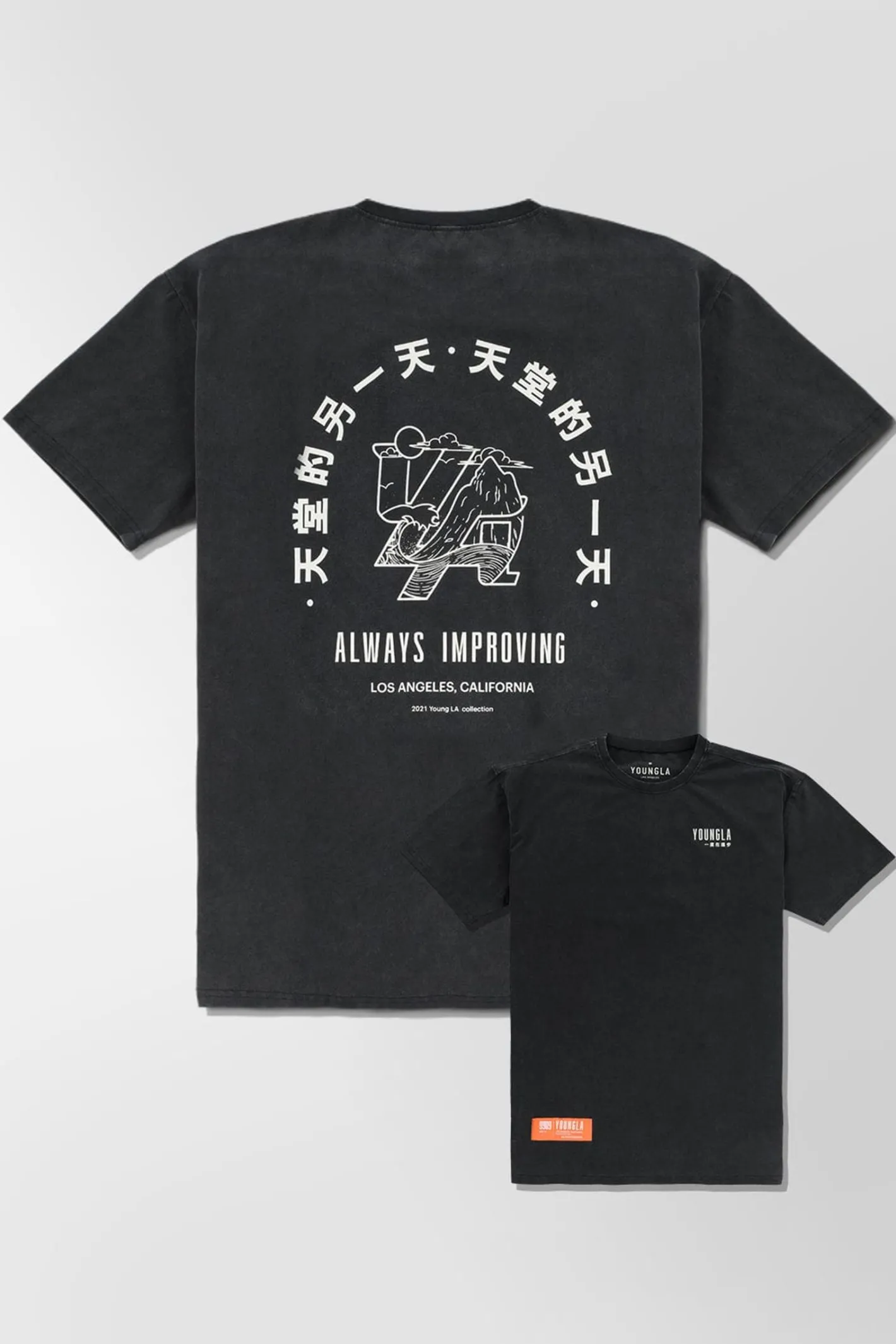 Youngla 449 Washed Drip Tees<Men Shirts