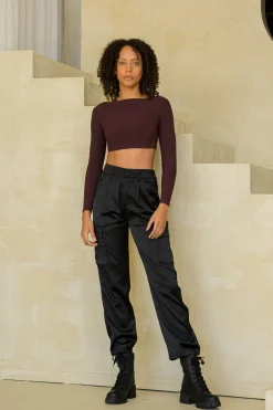 Youngla W217 Gloria Satin Cargo<Women Joggers & Pants