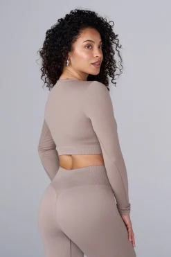 Youngla W449 Ribbed Seamless Longsleeve Crop<Women Tops