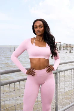 Youngla W449 Ribbed Seamless Longsleeve Crop<Women Tops