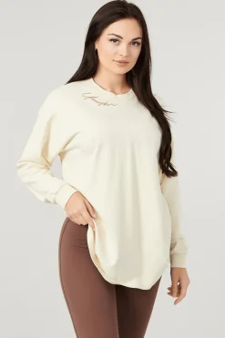 Youngla W432-Emblem Long Sleeve Tee<Women Tops