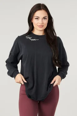 Youngla W432-Emblem Long Sleeve Tee<Women Tops