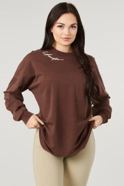 Youngla W432-Emblem Long Sleeve Tee<Women Tops