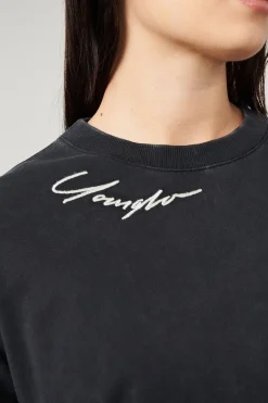 Youngla W432-Emblem Long Sleeve Tee<Women Tops