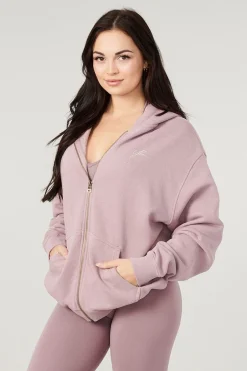 Youngla W519-Emblem Zip Up Hoodie<Women Outerwear
