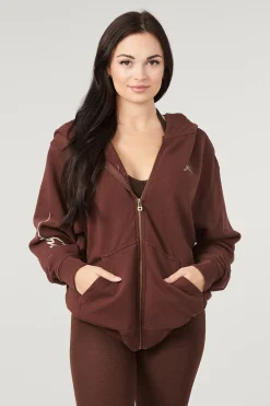 Youngla W519-Emblem Zip Up Hoodie<Women Outerwear