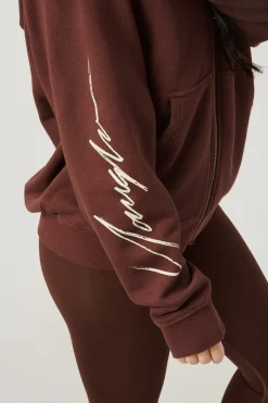 Youngla W519-Emblem Zip Up Hoodie<Women Outerwear